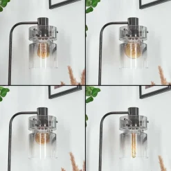 Suspension Verre Fumé-hofstein Hasvik Lampadaire Chrome, Noir, 1 lumière