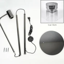 Suspension Verre Fumé-hofstein Hasvik Lampadaire Chrome, Noir, 1 lumière