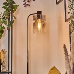 Suspension Verre Fumé-hofstein Hasvik Lampadaire Chrome, Noir, 1 lumière