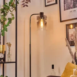 Suspension Verre Fumé-hofstein Hasvik Lampadaire Chrome, Noir, 1 lumière