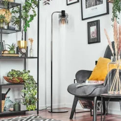 Suspension Verre Fumé-hofstein Hasvik Lampadaire Chrome, Noir, 1 lumière