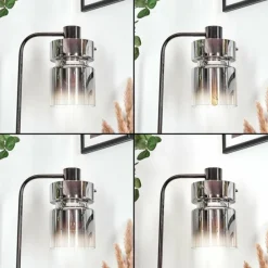 hofstein Hasvik Lampadaire Chrome, Noir, 1 lumière