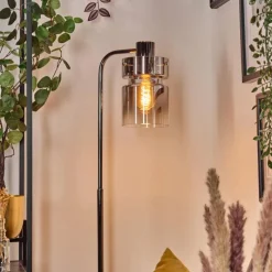 hofstein Hasvik Lampadaire Chrome, Noir, 1 lumière