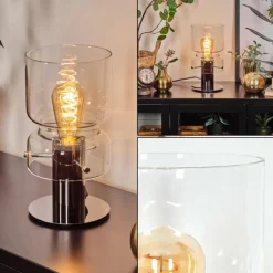 hofstein Hasvik Lampe de bureau, Lampe à poser, Liseuse Chrome, Noir, 1 lumière