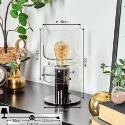 hofstein Hasvik Lampe de bureau, Lampe à poser, Liseuse Chrome, Noir, 1 lumière