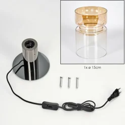 hofstein Hasvik Lampe de bureau, Lampe à poser, Liseuse Chrome, Noir, 1 lumière