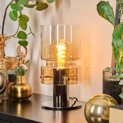 hofstein Hasvik Lampe de bureau, Lampe à poser, Liseuse Chrome, Noir, 1 lumière