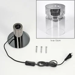 hofstein Hasvik Lampe de bureau, Lampe à poser, Liseuse Chrome, Noir, 1 lumière