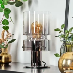 hofstein Hasvik Lampe de bureau, Lampe à poser, Liseuse Chrome, Noir, 1 lumière