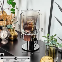 hofstein Hasvik Lampe de bureau, Lampe à poser, Liseuse Chrome, Noir, 1 lumière