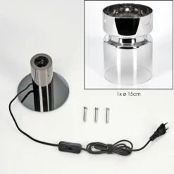 hofstein Hasvik Lampe de bureau, Lampe à poser, Liseuse Chrome, Noir, 1 lumière