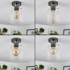 hofstein Hasvik Plafonnier, Spot de plafond Chrome, Fumée, 1 lumière