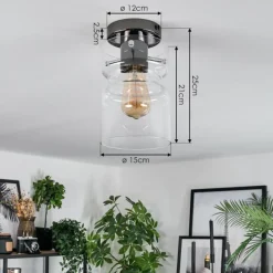 hofstein Hasvik Plafonnier, Spot de plafond Chrome, Fumée, 1 lumière