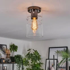 hofstein Hasvik Plafonnier, Spot de plafond Chrome, Fumée, 1 lumière