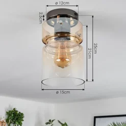 hofstein Hasvik Plafonnier, Spot de plafond Chrome, Fumée, 1 lumière