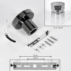 hofstein Hasvik Plafonnier, Spot de plafond Chrome, Fumée, 1 lumière