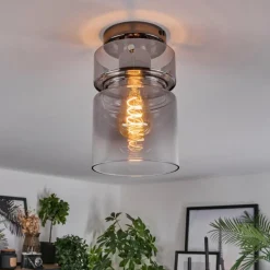 hofstein Hasvik Plafonnier, Spot de plafond Chrome, Fumée, 1 lumière