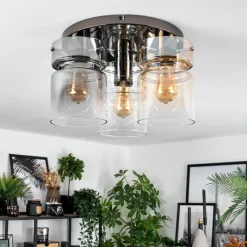 hofstein Hasvik Plafonnier, Spot de plafond Chrome, Noir, 3 lumières