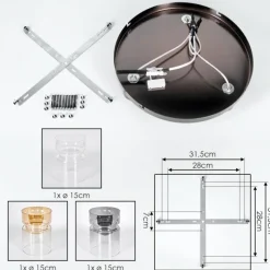 hofstein Hasvik Plafonnier, Spot de plafond Chrome, Noir, 3 lumières