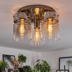 hofstein Hasvik Plafonnier, Spot de plafond Chrome, Noir, 3 lumières