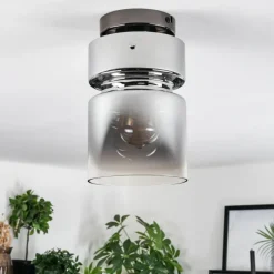 hofstein Hasvik Plafonnier, Spot de plafond Chrome, Fumée, 1 lumière