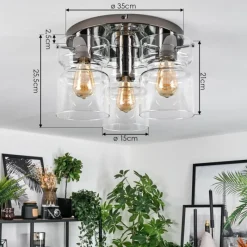 hofstein Hasvik Plafonnier, Spot de plafond Chrome, Noir, 3 lumières