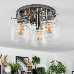 hofstein Hasvik Plafonnier, Spot de plafond Chrome, Noir, 3 lumières