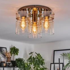 hofstein Hasvik Plafonnier, Spot de plafond Chrome, Noir, 3 lumières