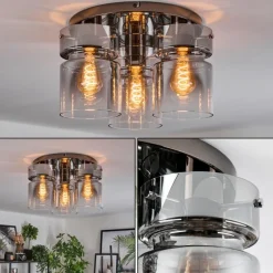 hofstein Hasvik Plafonnier, Spot de plafond Chrome, Noir, 3 lumières