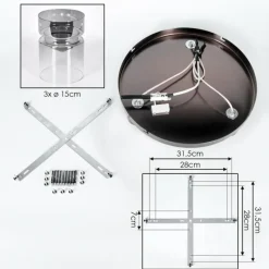 hofstein Hasvik Plafonnier, Spot de plafond Chrome, Noir, 3 lumières