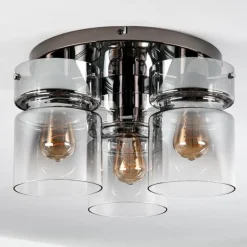 hofstein Hasvik Plafonnier, Spot de plafond Chrome, Noir, 3 lumières