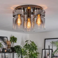 hofstein Hasvik Plafonnier, Spot de plafond Chrome, Noir, 3 lumières