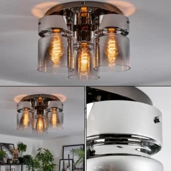 hofstein Hasvik Plafonnier, Spot de plafond Chrome, Noir, 3 lumières