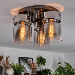 hofstein Hasvik Plafonnier, Spot de plafond Chrome, Noir, 3 lumières