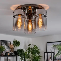 hofstein Hasvik Plafonnier, Spot de plafond Chrome, Noir, 3 lumières