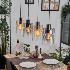 Suspension Verre Fumé-hofstein Hasvik Suspension, Suspension Ambre, Chrome, Clair, Fumé, 4 lumières