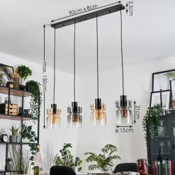 Suspension Verre Fumé-hofstein Hasvik Suspension, Suspension Ambre, Chrome, Clair, Fumé, 4 lumières