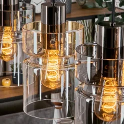 Suspension Verre Fumé-hofstein Hasvik Suspension, Suspension Ambre, Chrome, Clair, Fumé, 4 lumières