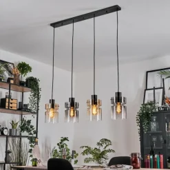 Suspension Verre Fumé-hofstein Hasvik Suspension, Suspension Ambre, Chrome, Clair, Fumé, 4 lumières