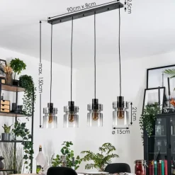 hofstein Hasvik Suspension, Suspension Clair, Fumé, 4 lumières