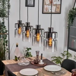 hofstein Hasvik Suspension, Suspension Chrome, Fumé, 4 lumières