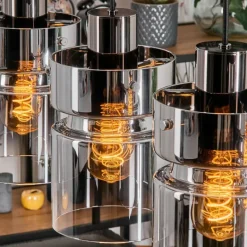 hofstein Hasvik Suspension, Suspension Chrome, Fumé, 4 lumières