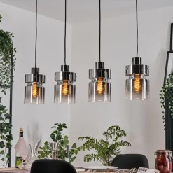 hofstein Hasvik Suspension, Suspension Chrome, Fumé, 4 lumières