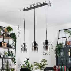 hofstein Hasvik Suspension, Suspension Chrome, Noir, 3 lumières