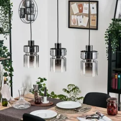 hofstein Hasvik Suspension, Suspension Chrome, Noir, 3 lumières