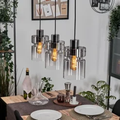 hofstein Hasvik Suspension, Suspension Chrome, Noir, 3 lumières