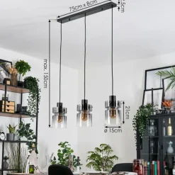 hofstein Hasvik Suspension, Suspension Chrome, Noir, 3 lumières