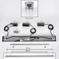 hofstein Hasvik Suspension, Suspension Chrome, Noir, 3 lumières