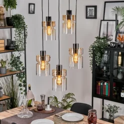 hofstein Hasvik Suspension, Suspension Chrome, Noir, 5 lumières