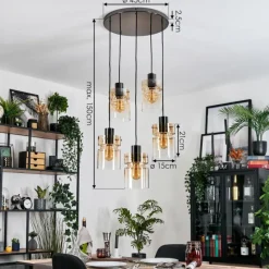 hofstein Hasvik Suspension, Suspension Chrome, Noir, 5 lumières